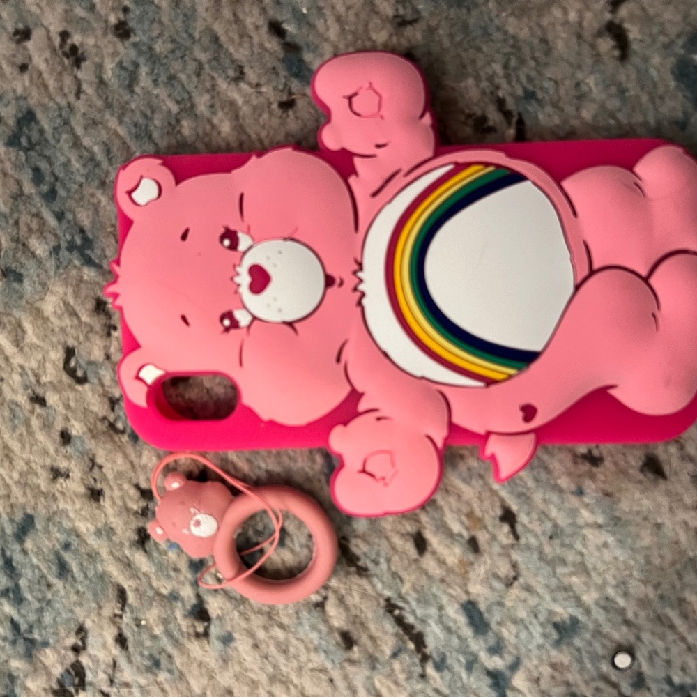 Pink Cheer Bear Care Bear Iphone XR Case w/ Phone Charm